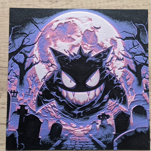 Gengar wall art made to order from PLA with haunted atmosphere