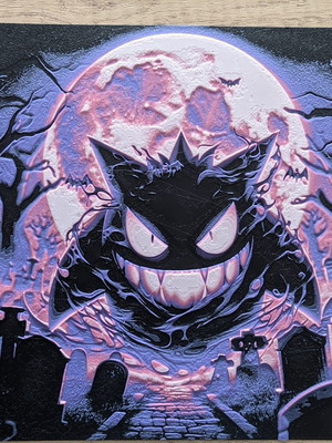 Gengar wall art made to order from PLA with haunted atmosphere