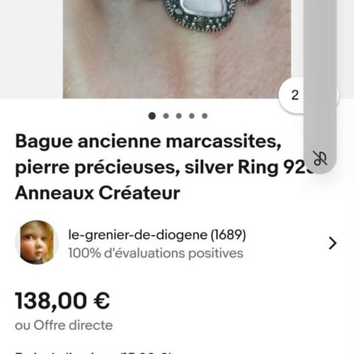 Silver ring with mother pearl and semiprecious stones size 17 like new