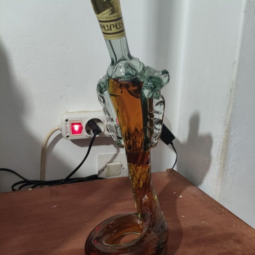 Handmade Glass Decanter with 15-Year-Old Armenian Brandy Cobra Shape