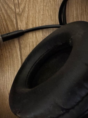 Headphones with microphone used, wired