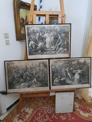 Παλιές Γαλλικές λιθογραφίες μεταχειρισμένες, σετ 3 τεμαχίων 50×40cm