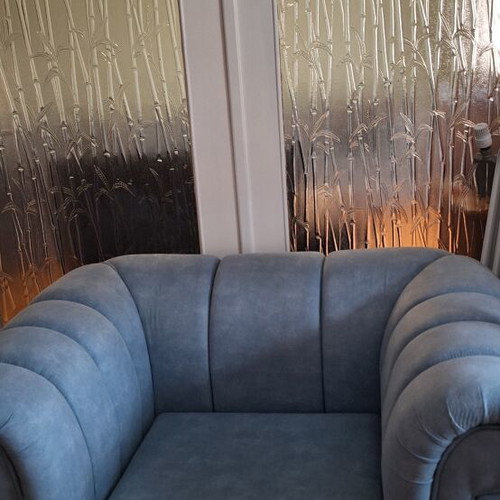 Sofa set 3+2+1 used, sky blue Chesterfield style