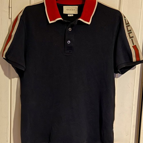 Gucci Pique Polo Stripe Logo T-shirt like new, blue, size M
