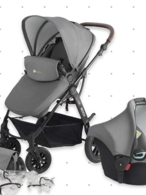 Kinderkraft 3-in-1 grey stroller with car seat