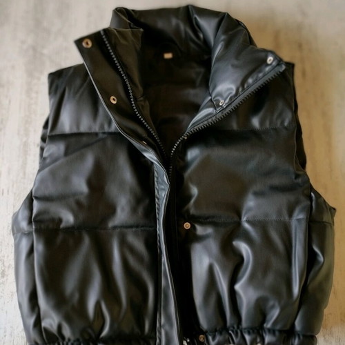 Shein women's leather vest new, short, black, size L