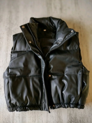 Shein women's leather vest new, short, black, size L