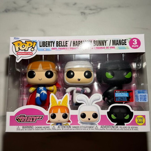 Funko Pop! Powerpuff Girls Liberty Belle Harmony Bunny Mange 3-Pack GITD new