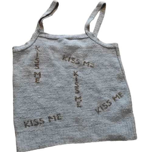 Phard knitted tank top with glitter letters, like new, gray