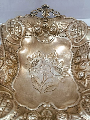 Antique Art Nouveau Επάργυρη Φοντανιέρα σαν καινούργιο με ανάγλυφα ηλιοτρόπια