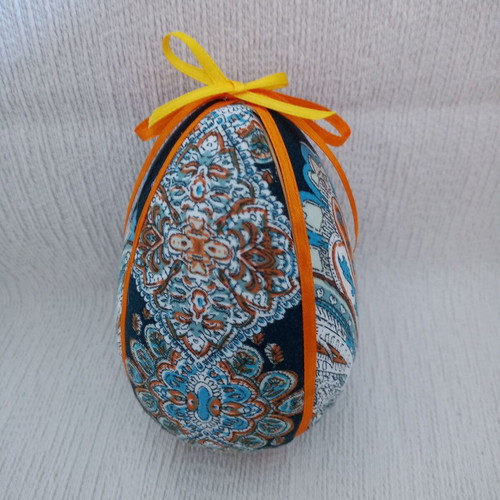 Decorative egg blue paisley used, Easter decor