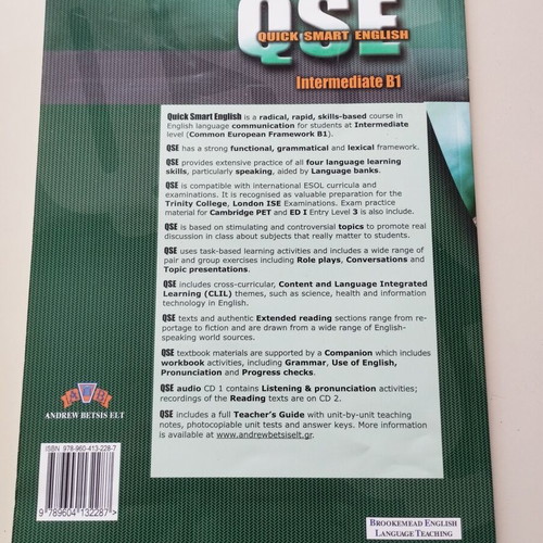 QSE Quick Smart English Intermediate B1 Student's Book like new