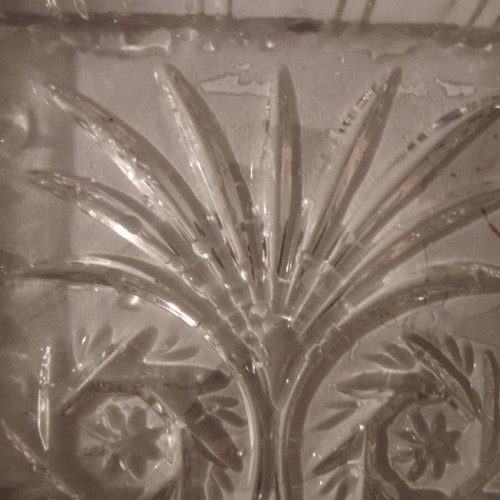 Crystal tray luxury carved, new, 35x15 cm