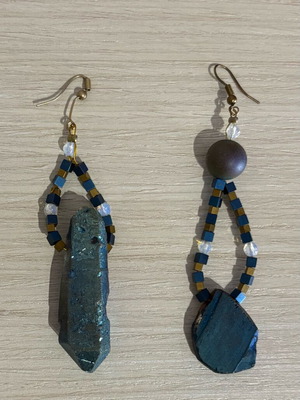 Handmade Boho Earrings with Blue Stones and Beads like new