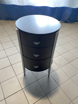 Wooden nightstand used, wenge brown color, height 68cm, diameter 40cm