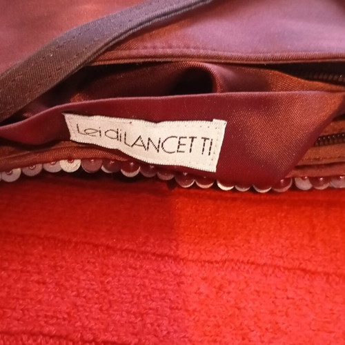 Lei di Lancetti vintage evening shoulder bag, burgundy with sequins