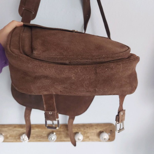 Messenger bag crossbody used 100% leather castor brown