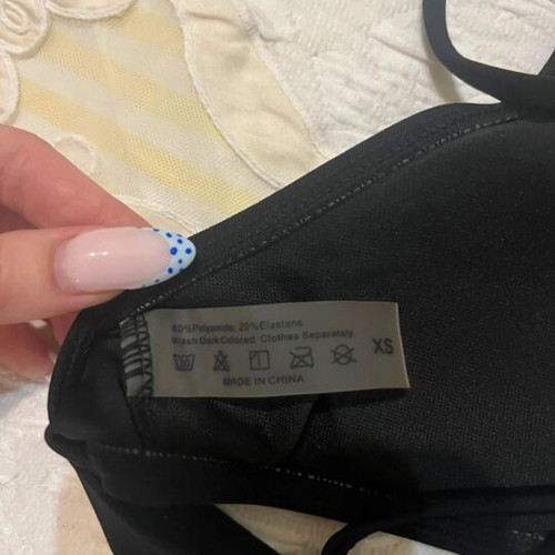 Shein black bikini top with adjustable straps and padding