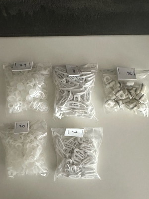 Set of 307 white curtain accessories new, plastic