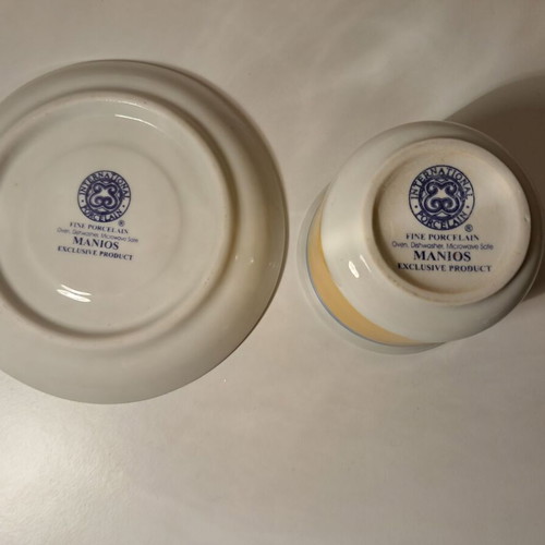 Coffee cup and saucer set for Greek coffee or espresso, new, porcelain