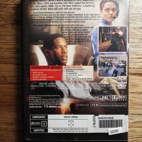The Bone Collector DVD used with Greek subtitles