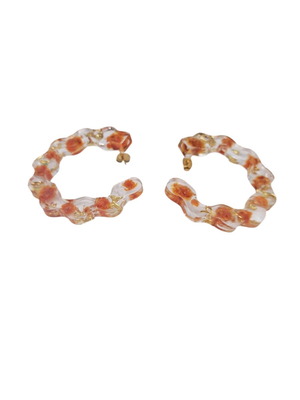 Earrings with stainless steel studs and resin glass