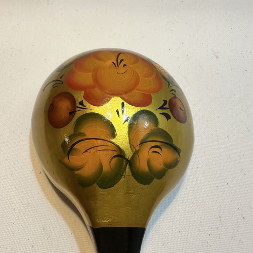 Vintage Russian Khokhloma wooden spoons set of 6