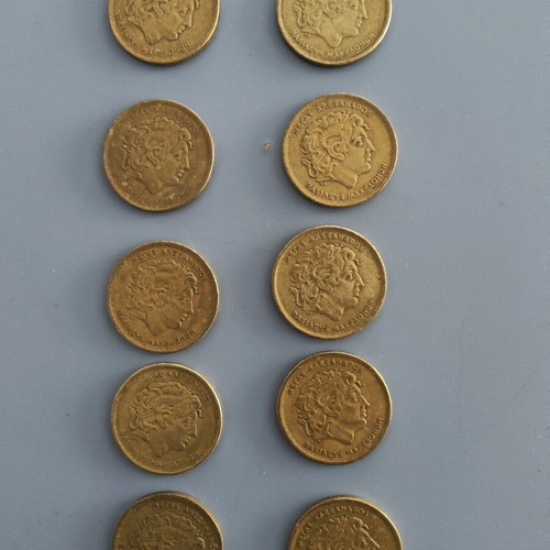 100 Drachma Coins Megas Alexandros used, set of 10 pieces