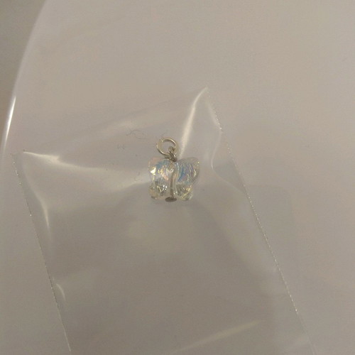 Butterfly pendant sparkling with transparent crystal and beautiful iridescence, new