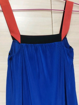 Zara pleated dress like new, blue with red stripes, size M