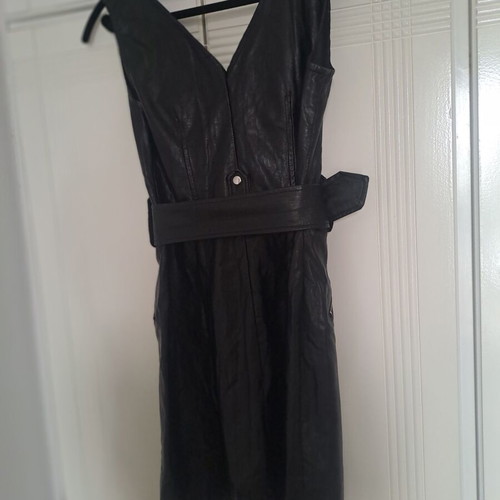 Bershka leather dress black like new with silver details mini
