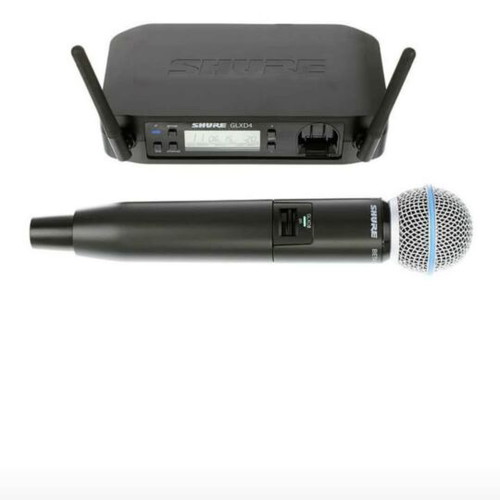 Shure Beta 58a GLXD4 wireless microphone used with case