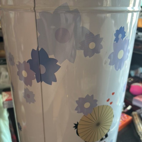Metal bucket with blue flowers Pucca vintage, height 28cm