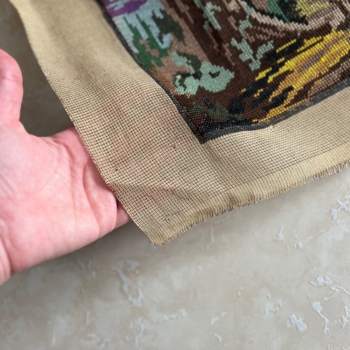Broderies Royales embroidered textile painting used, handmade gobelin 120x60cm
