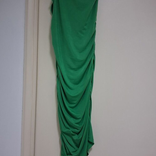 Stradivarius green dress used, size M/S, one shoulder with ruching