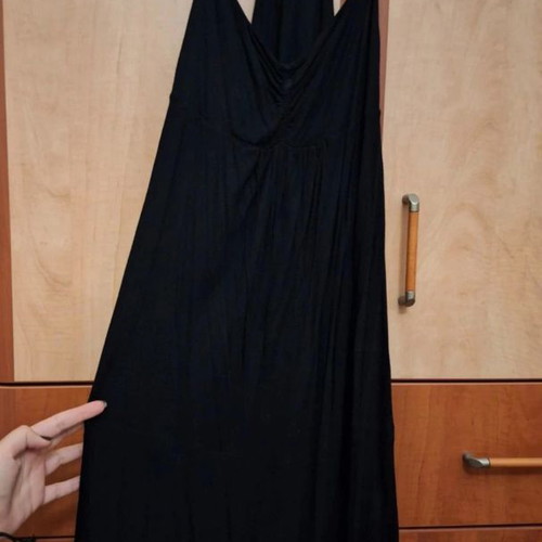 Benetton sleeveless midi black summer dress size M like new