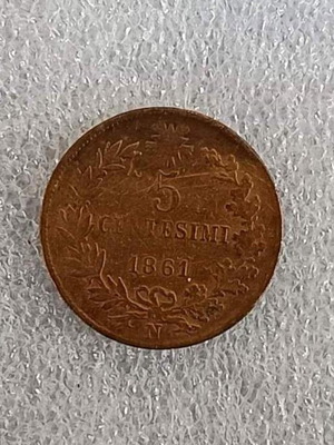 Κέρμα Italy 5 Centesimi 1861 μεταχειρισμένο, χάλκινο