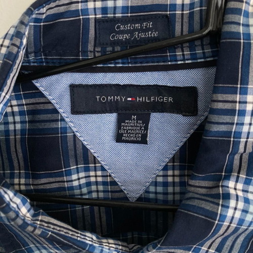 Tommy Hilfiger short-sleeve shirt Medium blue checkered like new