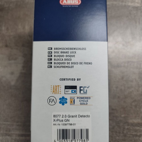 Abus Granit Detecto X Plus 8077 2.0 Motorcycle Disc Brake Lock with Alarm new