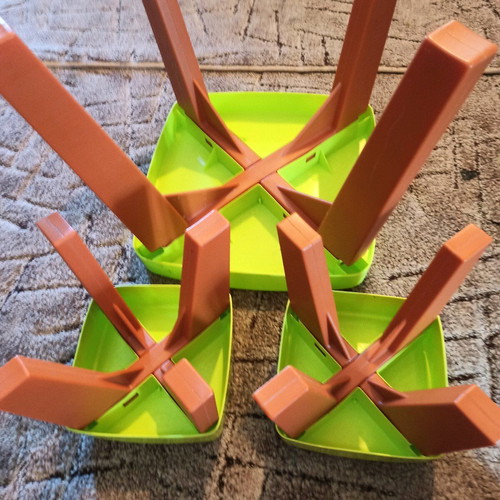 Plastic table set with 2 stools like new, green for toddlers