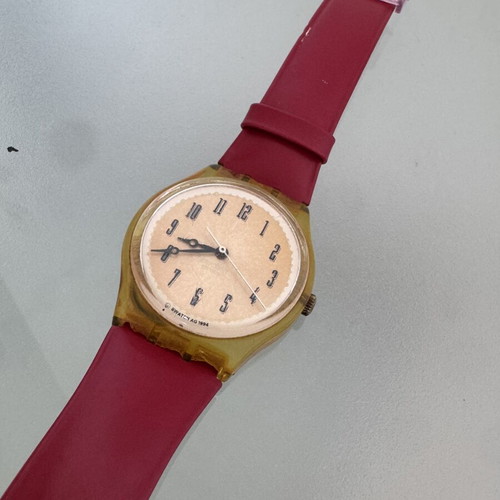 Swatch AG 1994 vintage wristwatch used with new red silicone strap