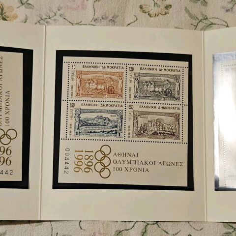 Commemorative ELTA stamp folder for 100 years Olympic Games new