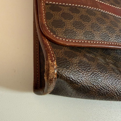 Celine vintage handbag used brown with strap