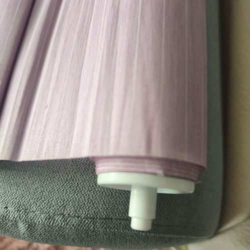 Lilac satin roller blind with white stripes like new