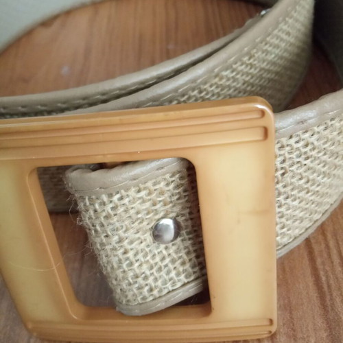 Fabric belt used, length 102cm, beige