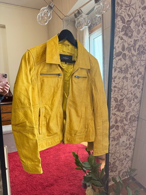Vintage Manguun Genuine Leather Jacket used, mustard yellow, size M