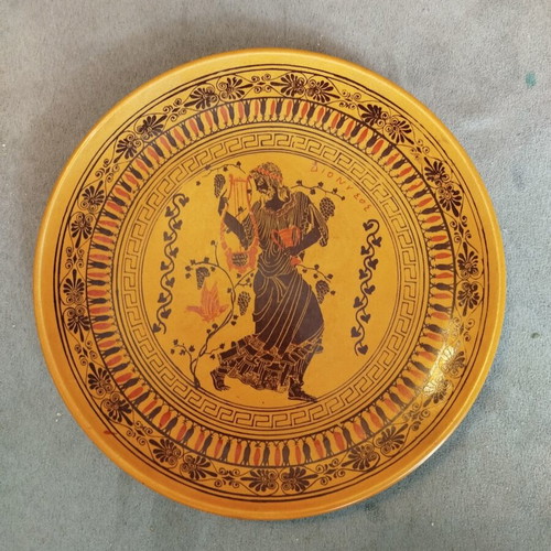 Collectible ceramic plate by A. Xypolia like new, Dionysus motif