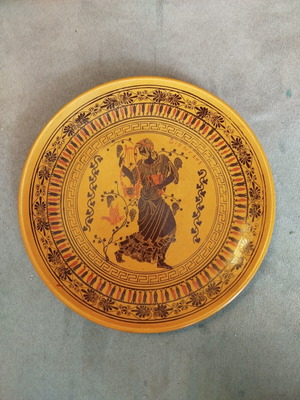 Collectible ceramic plate by A. Xypolia like new, Dionysus motif