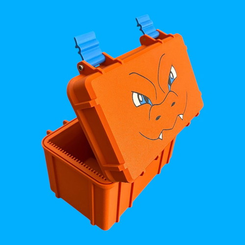 Charizard Pokémon card deckbox with top loaders, 3D printed