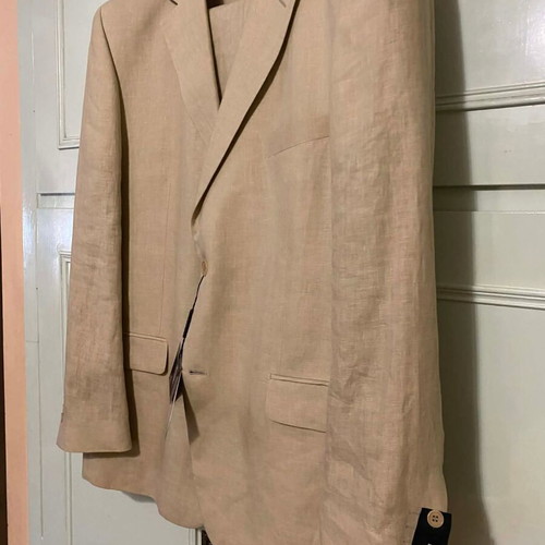 Bizzaro linen men's suit new, beige, size 58